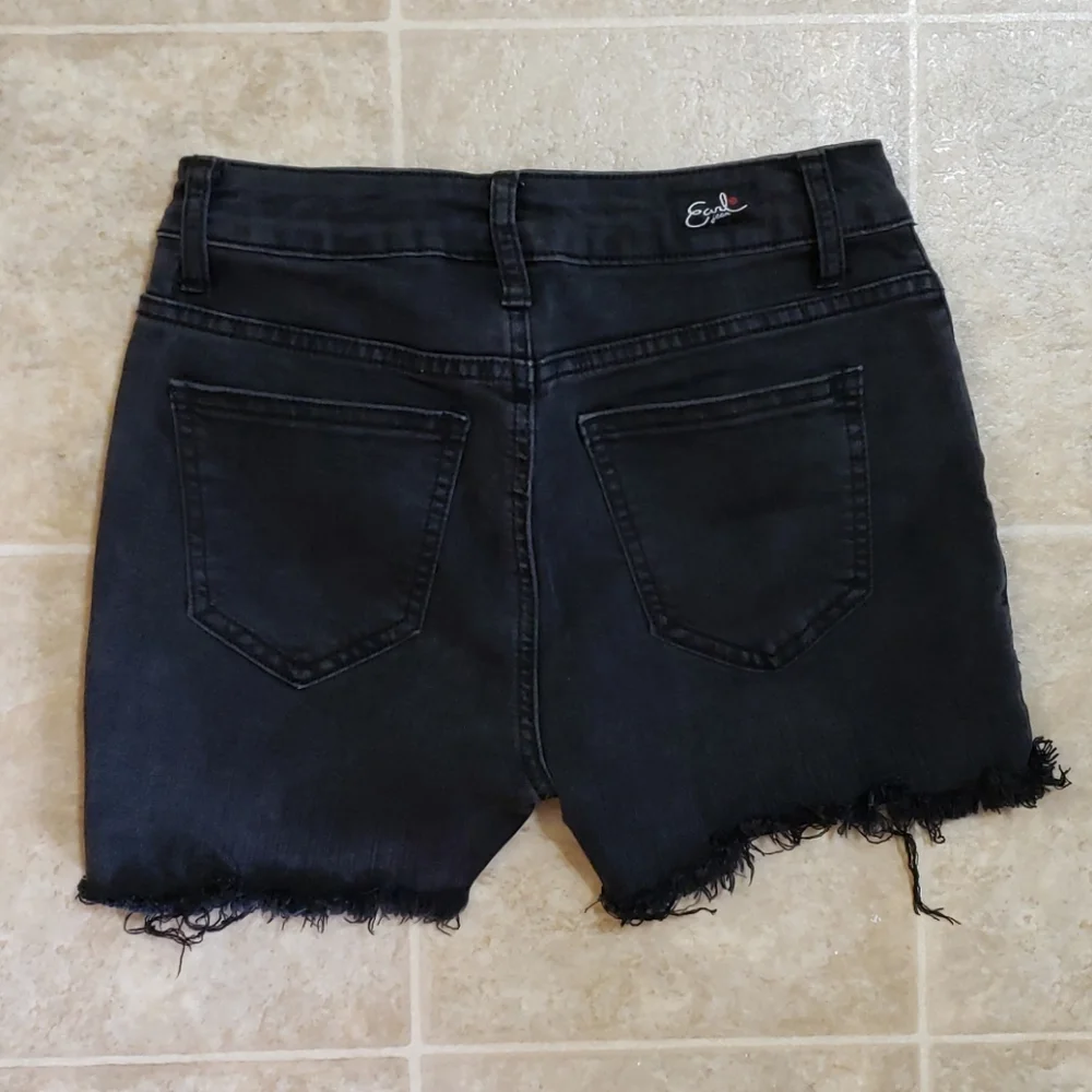 Earl Jeans Cut-Off Jean Shorts Women's Size 0 Black Denim - Picture 2 of 8